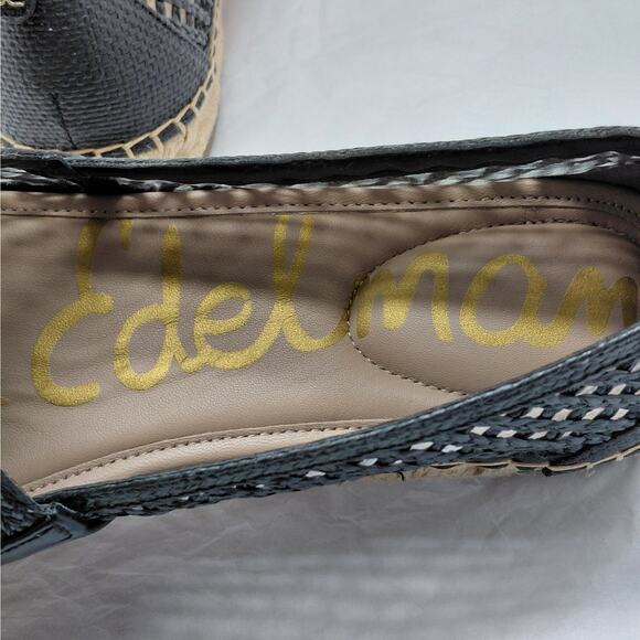 Sam Edelman Womens Espadrille Flats Size 9 Black Raffia Mesh Logo Slip On Shoes - Picture 11 of 15